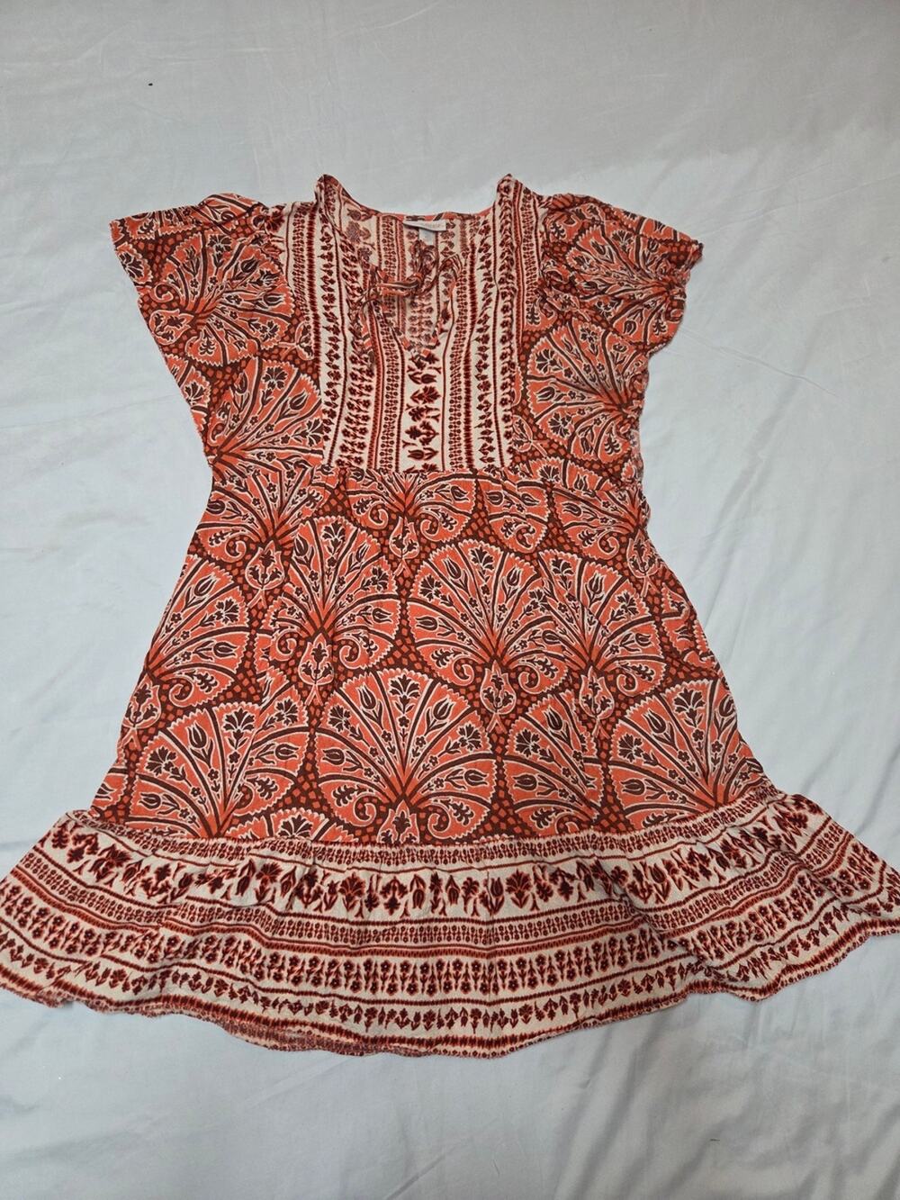Knox Rose Orange Floral Print Boho-Style Dress